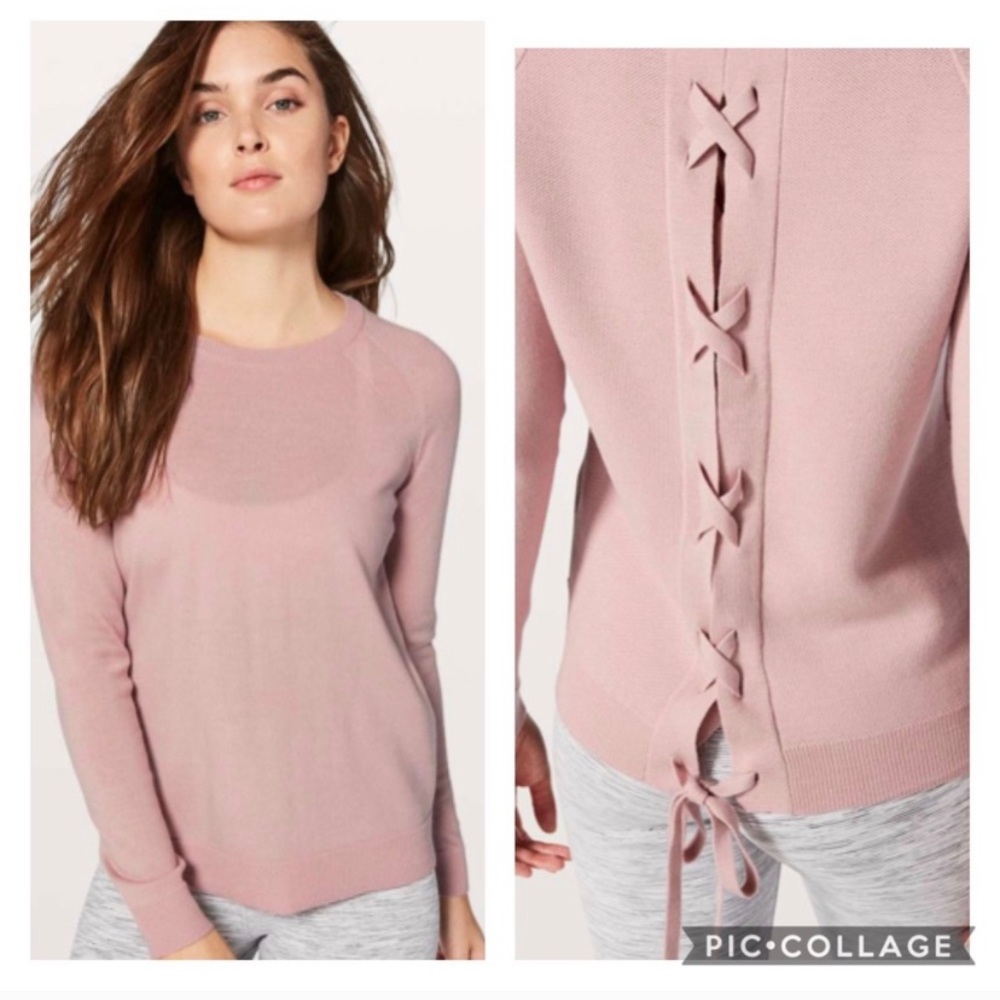 Lululemon Tied To You (lace up) Sweater, pink